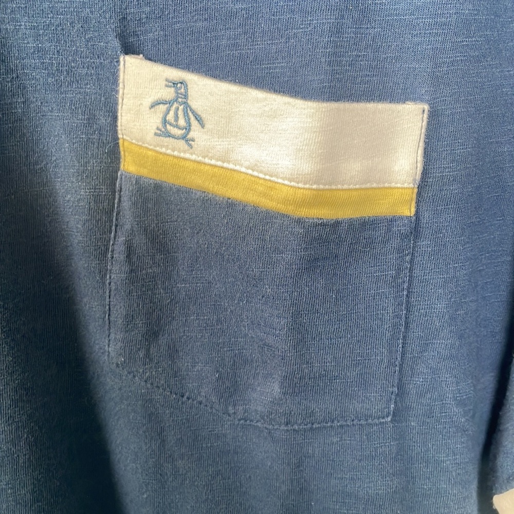 Original Penguin XL Navy Striped Sleeves Polo preppy new money country club - Picture 2 of 8